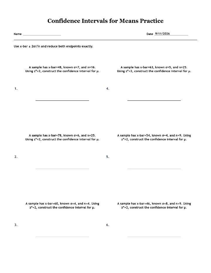 Preview of Confidence Intervals for Means